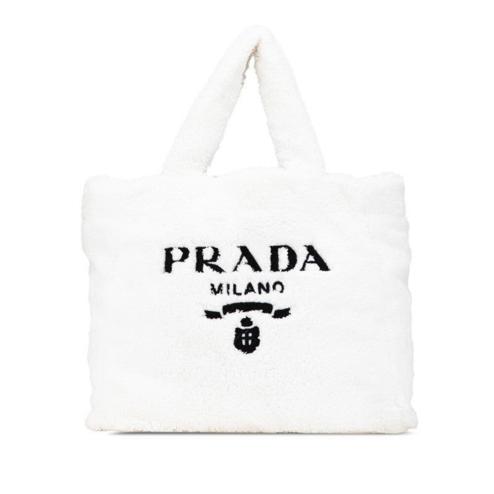 Prada Spugna Tote Bag Pile White